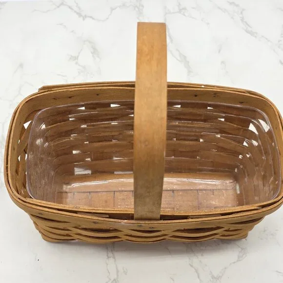 Longaberger Basket 2000 Rectangle Woven Wood with Handle Protector USA - Picture 2 of 6